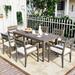 7 Piece Acacia Wood Outdoor Patio Furniture Dining Set with Dining Table and 6 Chairs, for Patio/ Balcony or Backyard