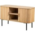 Nordlys - Meuble tv Scandinave Bois Massif 2 Portes Marron Fresne - Marron