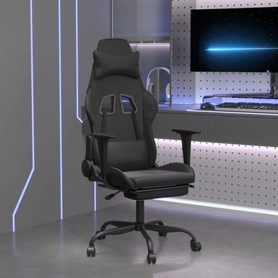 vidaXL Gaming Chair Swivel Massage Gaming Chair with Footrest Faux Leather