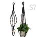 Austok 2pcs Macrame Plant Hangers Indoor Outdoor Hanging Planter Shelfs Decorative Flower Pot Holder Hanging Baskets for Plant Boho Home Decor Black