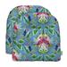 RSH DÃ©cor Indoor Outdoor Set of 2 U-Shape Wicker Tufted Seat Cushions Standard Flamingo Flirt Tropical Blue