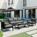 4 Piece Patio Sofa Set Modern Outdoor Metal Patio Furniture Set with Steel Coffee Table Outdoor Patio Conversation Sets Patio Couch with Cushions and Pillows for Garden Balcony Porch Lawn Gray