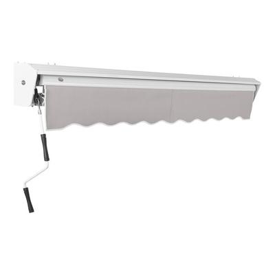 Awntech Destin 14' Gray Heavy-Duty Manual Retractable Patio Awning with Protective Hood