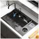 Single Bowl Kitchen Bar Sink 304 Stainless Steel Sink Kitchen Sink With Faucet With Drain Top Mount Or Undermount (Color : Black-b, Size : 75x48x23cm)