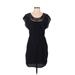 Aqua Casual Dress - Mini Scoop Neck Short sleeves: Black Print Dresses - Women's Size Small
