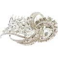 Stunning Glamour Girlz Ladies Silver Crystal Encrusted Large 9cm Clear Bow & Flower Spray Hair Piece Comb Tiara - Brand New