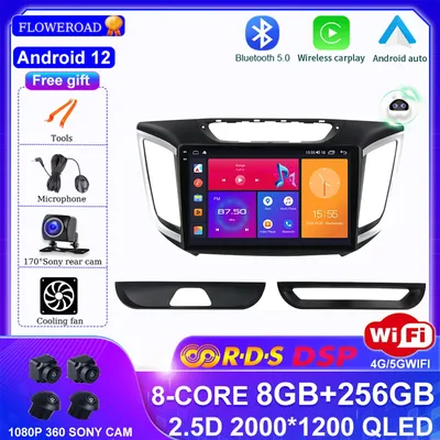Autoradio Android 12 Navigation GPS BT Carplay DSP 2 DIN Lecteur Vidéo Limitation Évité