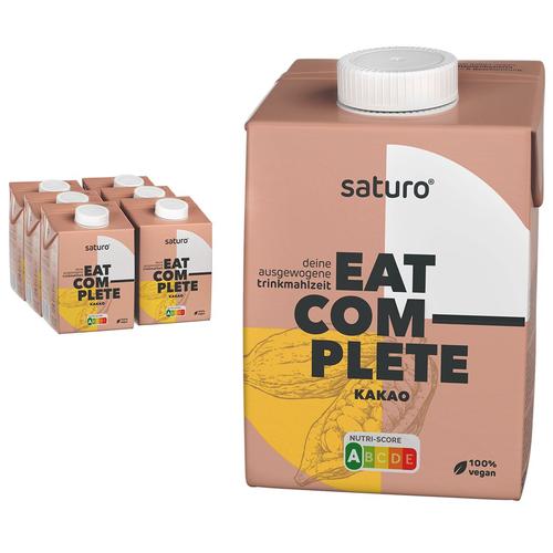 Saturo Trinknahrung Vegan Kakao | Astronautennahrung Mit Protein Trinkmahlzeit Nährstoffen 6×500 ml