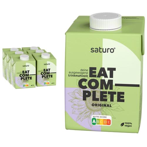 Saturo Trinknahrung Vegan Original | Astronautennahrung Mit Protein Trinkmahlzeit Nährstoffen 6×500 ml