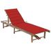 vidaXL Patio Lounge Chair Porch Sunbed Poolside Sunlounger with Cushion Bamboo - 78.7" x 25.6" x (11.8"-34.3")