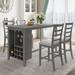 5-Piece Counter Height Dining Set with Padded Chairs and Wine Cabinet