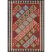 Geometric Kilim Persian Vintage Area Rug Flatweave Wool Carpet - 3'8"x 5'0"