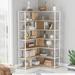 7-Tier Bookcase Home Office Bookshelf, L-Shaped Corner Bookcase with Metal Frame, Industrial Style Shelf with Open Storage