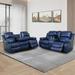 Red Barrel Studio® Rosenkranz 2 Piece Faux Leather Reclining Living Room Set Faux Leather in Blue | 40 H x 82 W x 37 D in | Wayfair Living Room Sets
