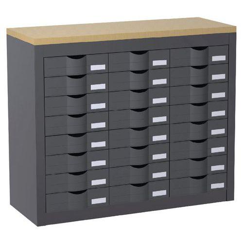 Desserte De Classement 24 Tiroirs Hauteur 75 Cm Anthracite - Paperflow