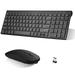 Rechargeable Wireless Keyboard Mouse UrbanX Slim Thin Low Profile Keyboard and Mouse Combo with Numeric Keypad Silent Keys for Tecno Pova - Black