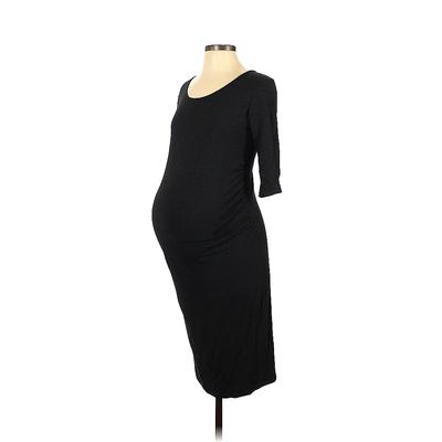 Veronique Casual Dress - Midi Scoop Neck 3/4 Sleeve: Gray Dresses - Women's Size Small Maternity