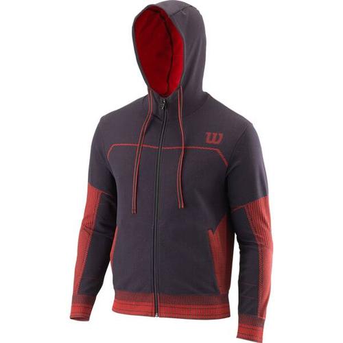 WILSON Herren Jacke RUSH PRO SMLS HOODED JKT Bk/RD, Größe L in Grau