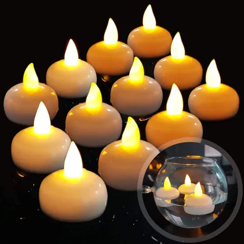 2-48 pièces bougie chauffe-plat LED flottante Flicke bougie LED électronique alimentée par batterie flottante sur l'eau photophore pour décor de fête de mariage