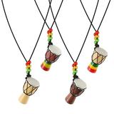 4pcs Mini African Drum Design Necklace Personalized Pendant Decorative Necklace Mixed Style