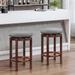 Costway Set of 2 Upholstered Swivel Round Bar Stools 26'' Wooden Pub - See Details