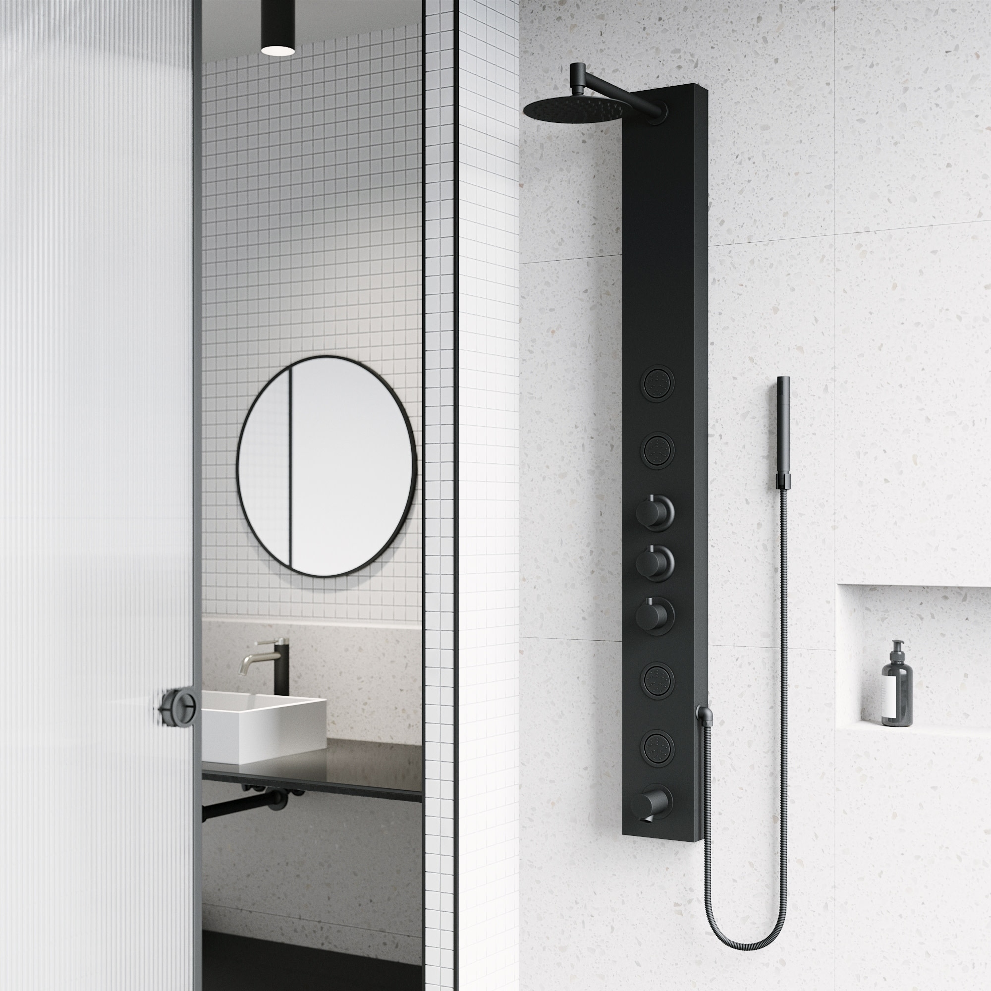 Vigo VG08022 Bowery 59" H 4-Jet Thermostatic Shower Panel with Shower