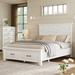 Rustic Wood Platform Storage Bed with 2 Drawers &X Headboard, Queen Size