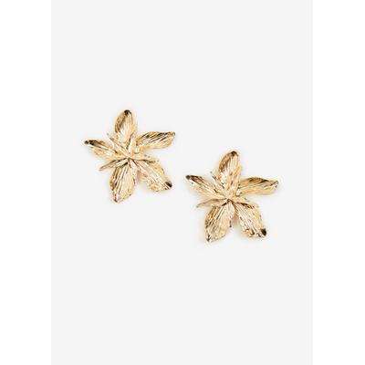 Plus Size Gold Tone Textured Flower Earrings
