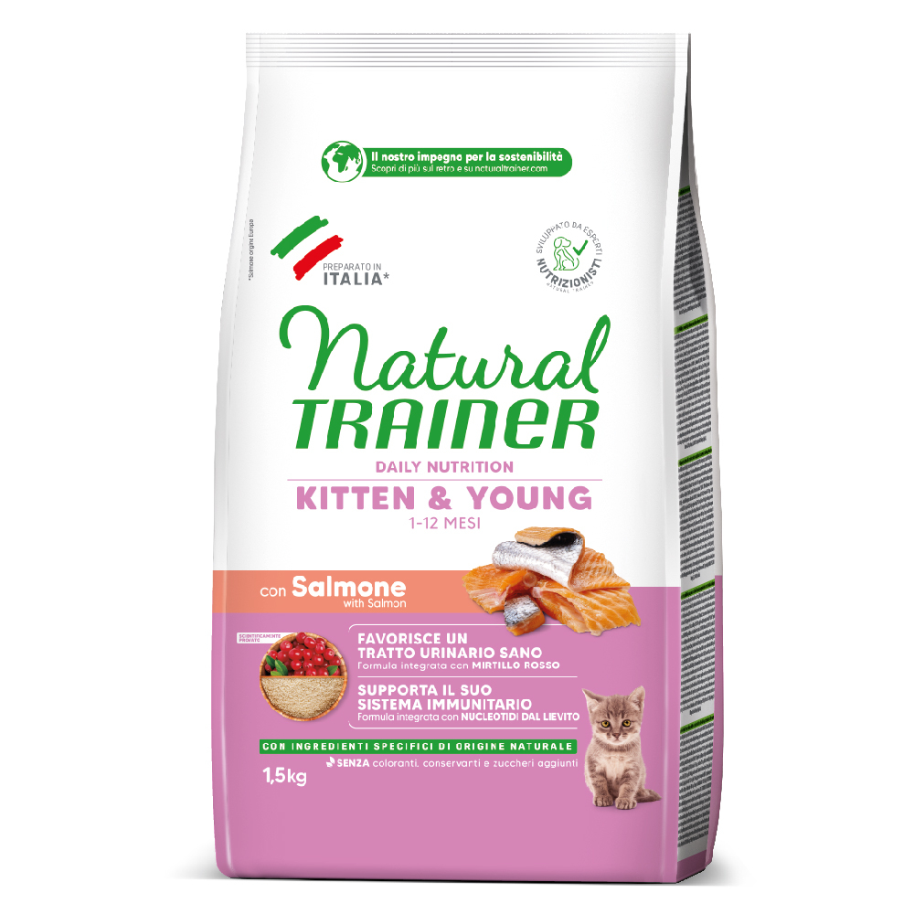 Natural Trainer Kitten Salmone Crocchette gatto - 1,5 kg