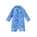 Suanret Toddler Kids Boys Rash Guard Swimsuit Jumpsuit Long/Short Sleeve Print Summer Swimwear Beachwear Blue Long Sleeve 4-5 Years