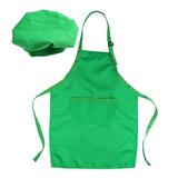 Etereauty 2pcs Kids Chef Set Complete Children Kitchen Gift Playset with Chef and Apron for Cooking Baking Painting Decorating Party (Green)