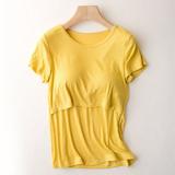 Miluxas Women s Maternity Nursing Tops Short Sleeve Breastfeeding Shirts Clearance Yellow 14(XXXL)