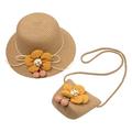 Children Girl Hat Cartoon Flower Sunshade Hat Straw Beach Sun Hat Straw Bag Kids Summer Accessories Hats For Boy Girl