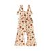 Suanret Kids Toddler Girls Jumpsuit Summer Floral Bodysuit Sleeveless Knot Shoulder Strap Sling Romper Flare Pants Floral A 2-3 Years