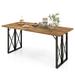 Costway 67 Patio Rectangle Table Heavy-Duty Acacia Wood Dining Table with Umbrella Hole