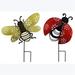Youngs 73868 Metal Bee & Lady Bug Garden Stake - 2 Assorted