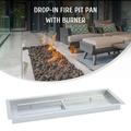 32x12 Inch Drop-In Fire Pit Pan w Burner Stainless Steel Gas Propane Firepit Pan