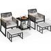 Dextrus 5-Piece Patio Wicker Furniture Set Outdoor Conversation Sectional with Ottoman for Backyard Poolside Garden(Black)