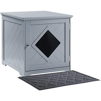 Cat Litter Box Enclosure with Mat,Gray - Unipaws -...