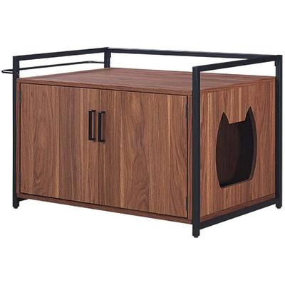 Cat Litter Box Enclosure with Frame, Walnut - Unipaws - UH5086