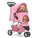 MoNiBloom Foldable 3 Wheel Dog Cage Cat Joggor Stroller Cart w/ Weather Cover, Storage Basket in Pink | 40 H x 13 W x 29 D in | Wayfair