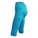 Plus Size Yoga Capri Pants for Women Comfy Bottom Capris Leggings Slimming Stretch Workout Trackpants Solid Color (Medium Sky Blue)