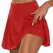 Sksloeg Skorts for Ladies Clearance Athletic Skirt Tennis Skort with Shorts Golf Skirts Workout Running Sport Skorts Red 5XL