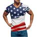 SOOMLON Mens Funny 4th of July Independence Day Graphic Tee Independence Day Print Pullover Fitness Sport T-Shirt V-Neck Short Sleeve Blue XXL