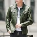 Army Green Jackets For Men Men Winter Leather Jacket Biker Motorcycle Zipper Long Sleeve Coat Top Blouses