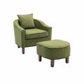 Barrel Chair - Red Barrel Studio® Mariajulia 29.13" W Barrel Chair & Ottoman Linen in Green | 26.77 H x 29.13 W x 27.17 D in | Wayfair