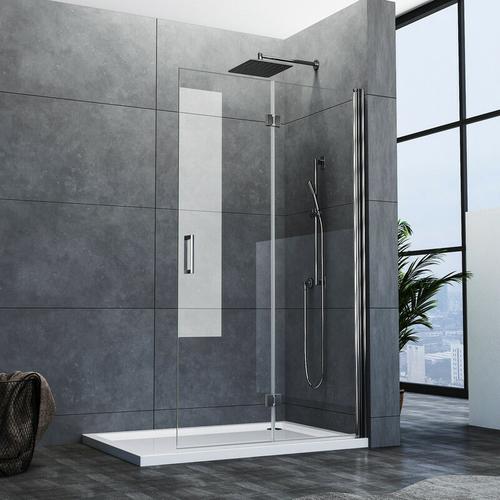 Walk in Dusche Duschwand 120×195 cm Falttür Dusche Duschtrennwand 6mm ESG-Sicherheitsglas – Boromal