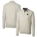 Men's Cutter & Buck Oatmeal Philadelphia Eagles Helmet Lakemont Tri-Blend Quarter-Zip Pullover Sweater