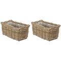 Dehner Rattan Pflanzkasten, ca. 30 x 15 x 15 cm, Rattangeflecht, grau/braun & Rattan-Pflanzkasten, ca. 40 x 23 x 20 cm, Rattangeflecht, grau/braun