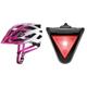 uvex air Wing - Leichter Allround-Helm - pink-White - 52-57 cm & Plug-in LED XB039 Licht - passend für uvex i-vo, uvex air Wing & Finale junior Modelle - Dauer- oder Blinklicht - Black-red - one Size